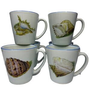 Mugs Made In Italy Seashell Motif Set Of 6 Coastal Grandmother Gift Airbnb
